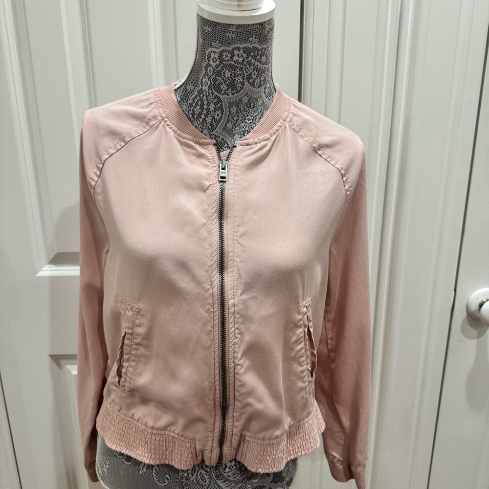 Pink American Eagle Bomber Jacket with Pockets Size S Retro